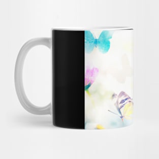 Mariposas de Colores revoloteando entre flores. Mug